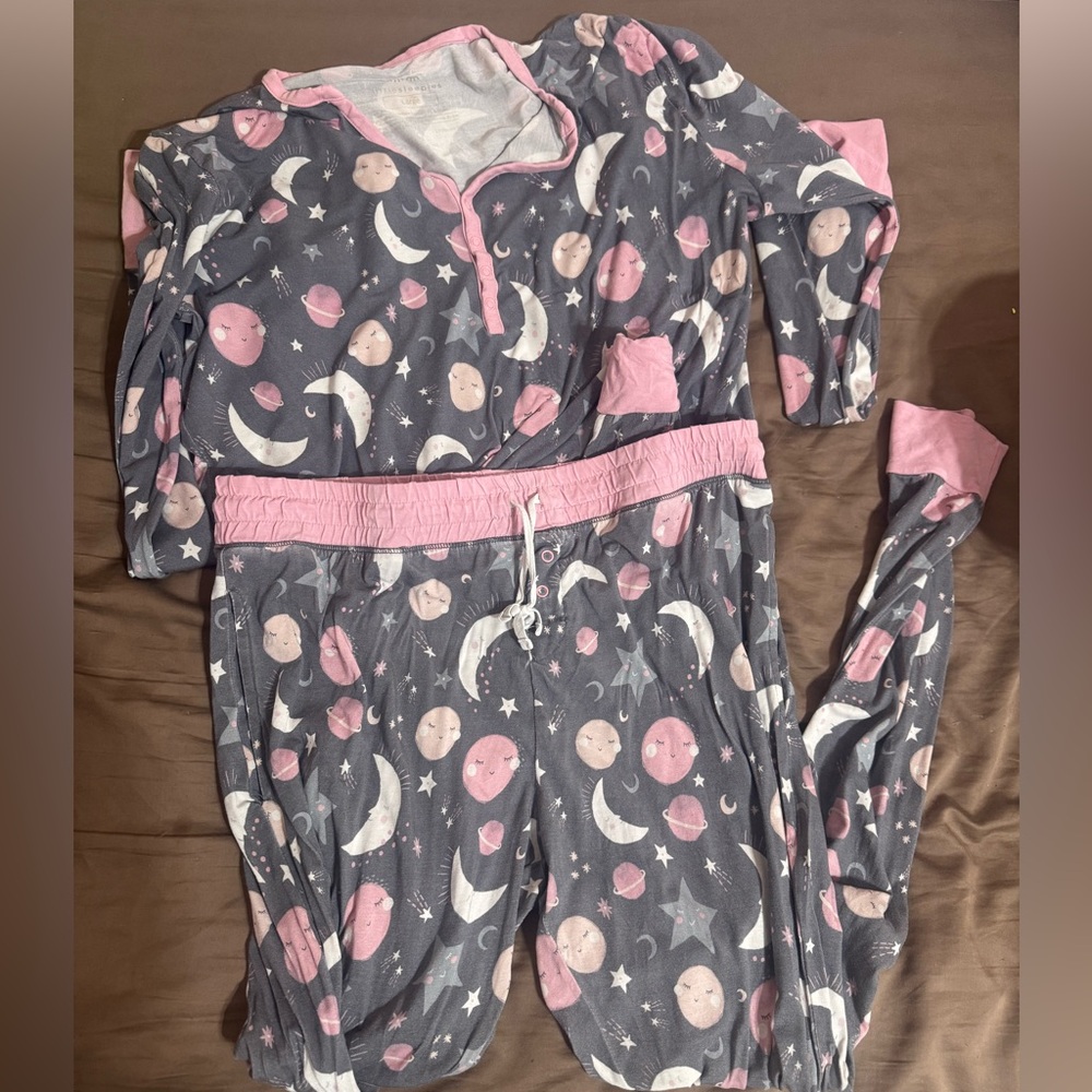 Little Sleepies adult Pink to the moon and back long sleeve pajama set